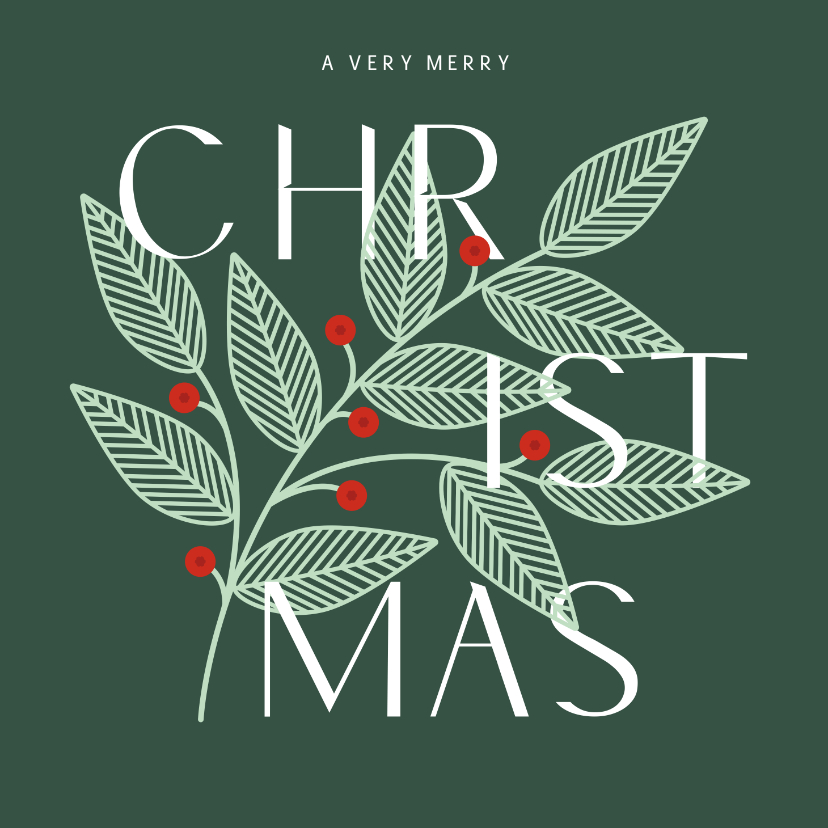 Weihnachtskarten - Weihnachtskarte Zweig mit Beeren 'Christmas'