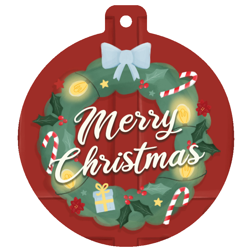 Weihnachtskranz Grußkarte Weihnachtskugel 'Merry Christmas' - Weihnachtskarten Weihnachtskarten - Weihnachtskranz Grußkarte Weihnachtskugel 'Merry Christmas'
