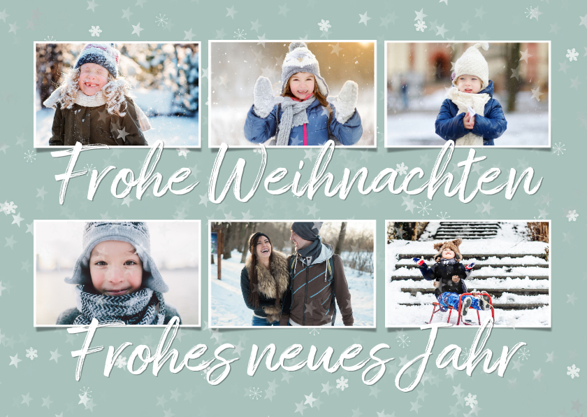 Weihnachtskarten - Winterliche Weihnachtskarte 6 Fotos und Sterne