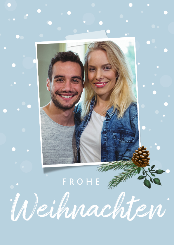 Weihnachtskarten - Winterliche Weihnachtskarte mit Tannenzapfen und Foto